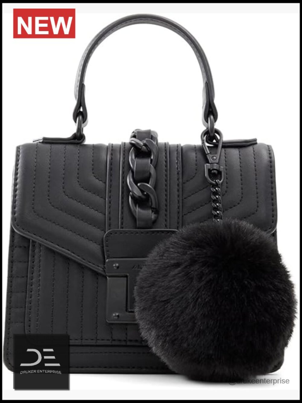 Faux Leather Top Handle Satchel Handbag with Twist Lock